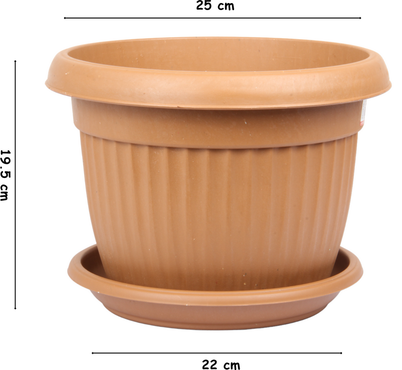 Flower Plant Pot with Saucer. Round Plastic Garden Planters. Indoor & Outdoor.