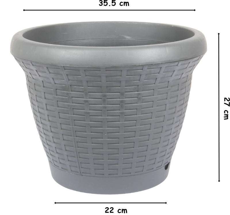 Round Rattan Style Flower Pots. (15L)