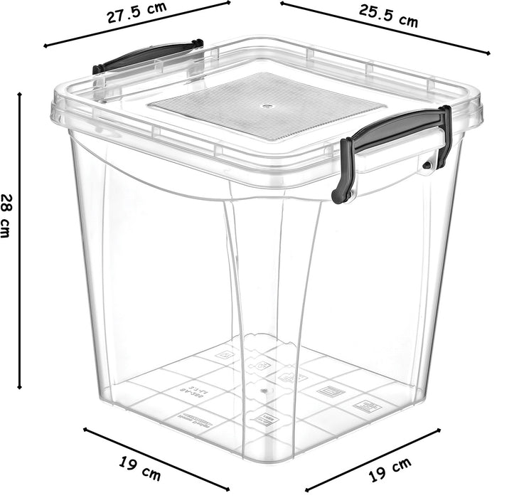 11L Food Storage Box with Lid. Clear Plastic Pantry Container.