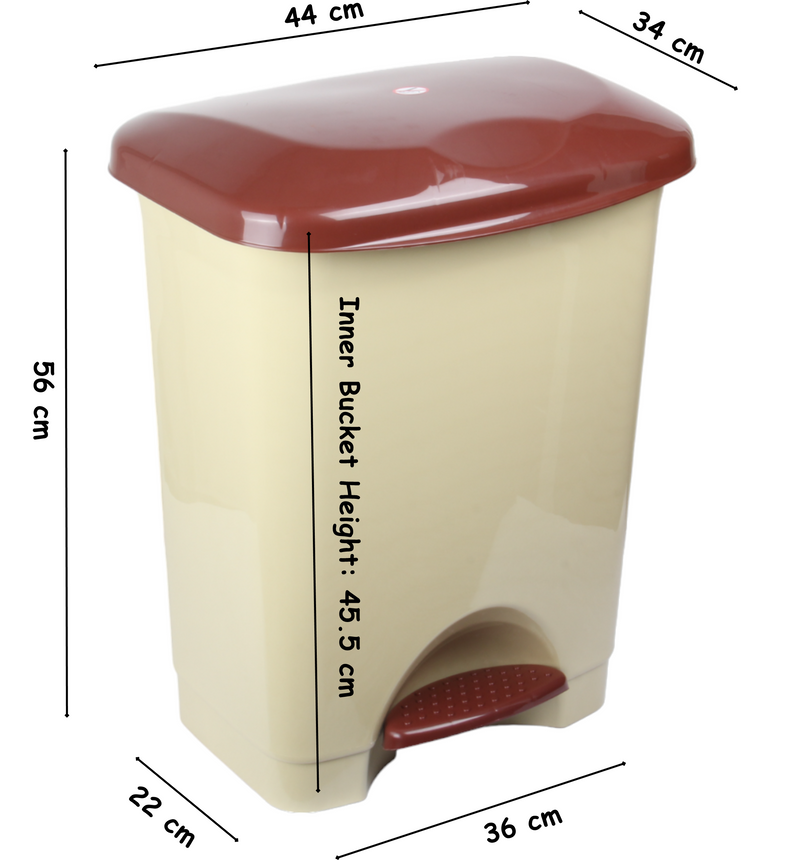 50L Plastic Kitchen Pedal Bin with INNER Bucket. Foot Recycling Dustbin.