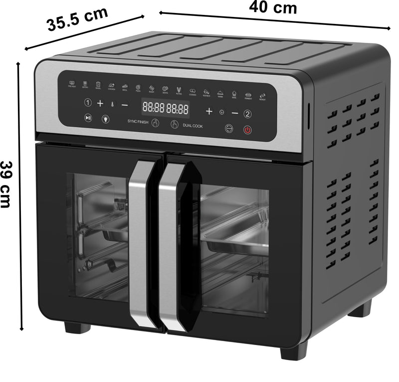 ASTRO ELECTRA 23L Dual Zone Air Fryer Oven – 2400W, 15 Cooking Functions, 13 Accessories, Touch Screen Control.
