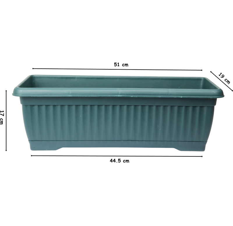 Rectangular Flower Pot with Drip Tray. (51cm) Garden Flower Planter Box. (Green)