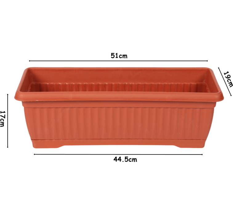 Rectangular Flower Pot with Drip Tray. (51cm) Garden Flower Planter Box. (Terra Cotta)