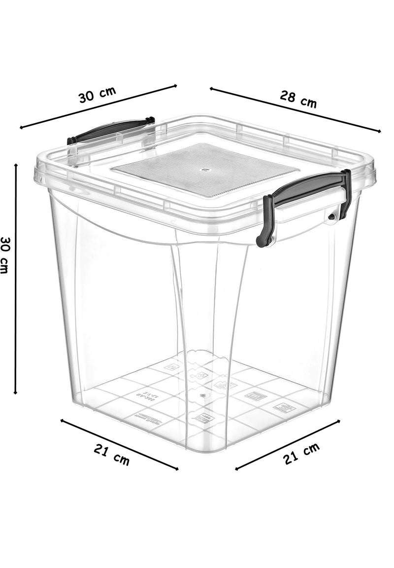 15L Food Storage Box with Lid. Clear Plastic Pantry Container.