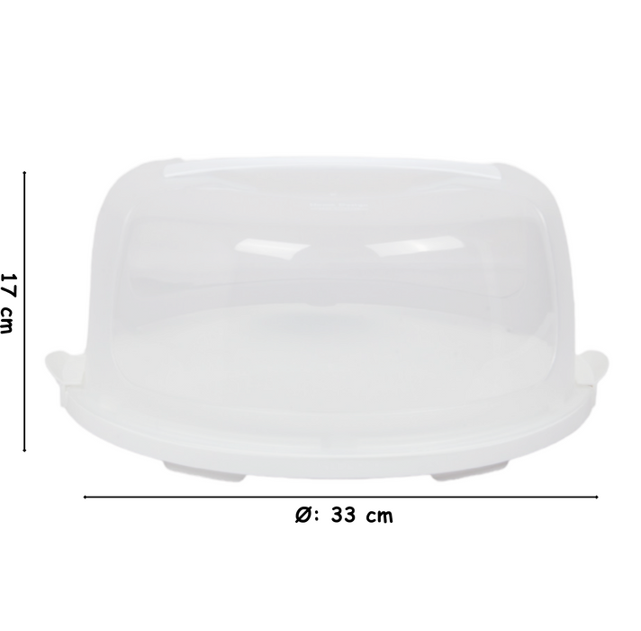 Round Cake Carrier. Plastic Clear Cake Storage Box. (White) — All In ...