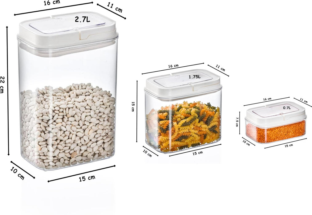 (Set of 3) Food Storage Containers Set. Airtgiht Lid. Rectangular Food Box.