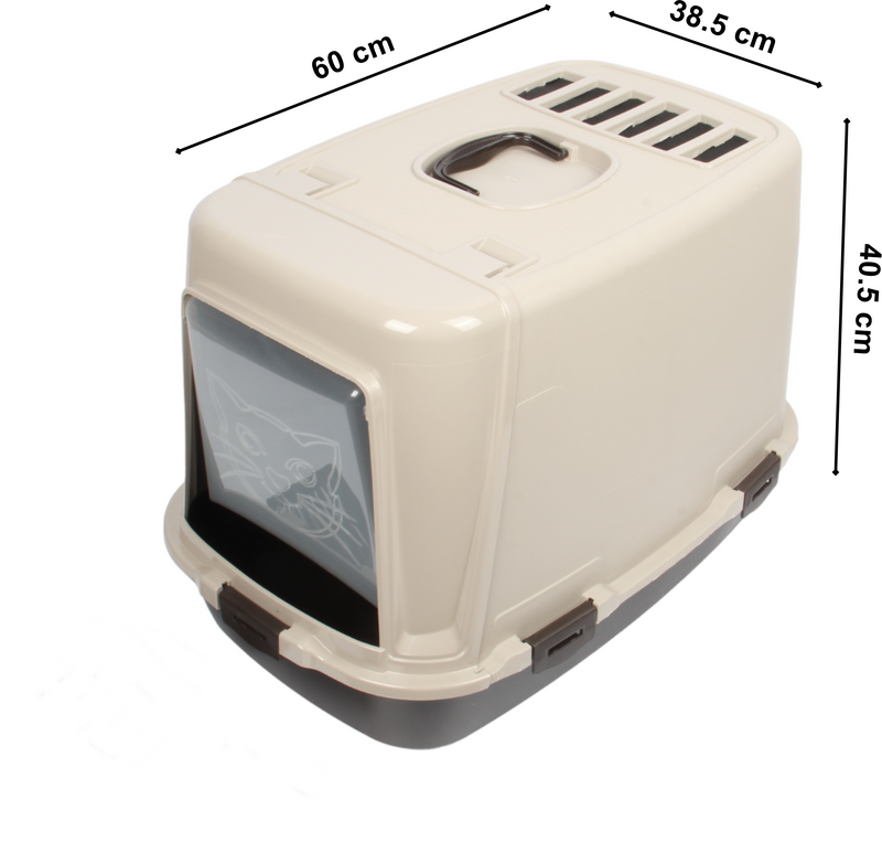 Pet Hooded Litter Tray Box with Scoop. Carbon Filter Litter Box.