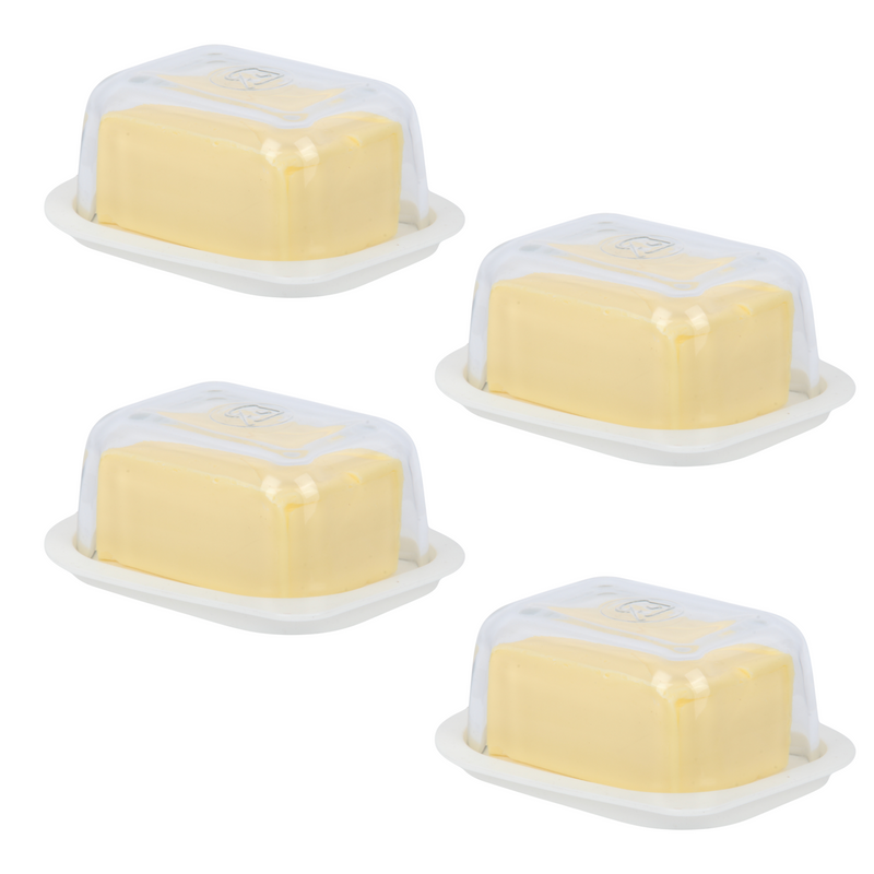 4x Glass Food Storage Container. Butter Dish with Lid. (405 cc/ml)