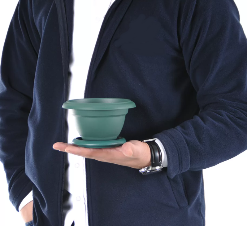 Extra Small Flower Plant Flat Pot and Saucer. Round Flat Pot Planter. (0.5 L)