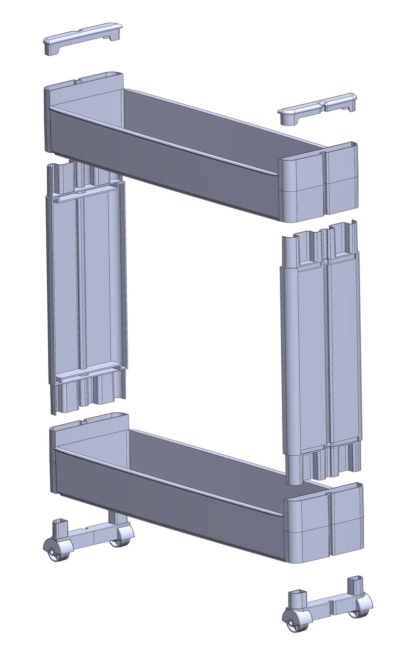 2 Tier Slide out Slim Storage Tower White