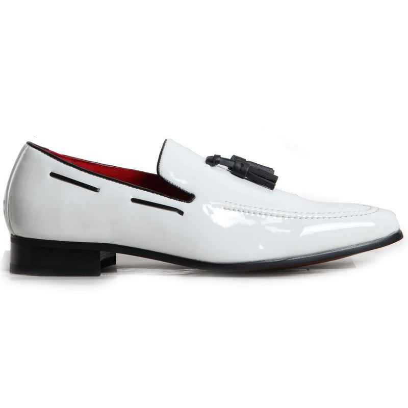 Decorative Stitch Western Heel Shoes - Jersey (Patent White)
