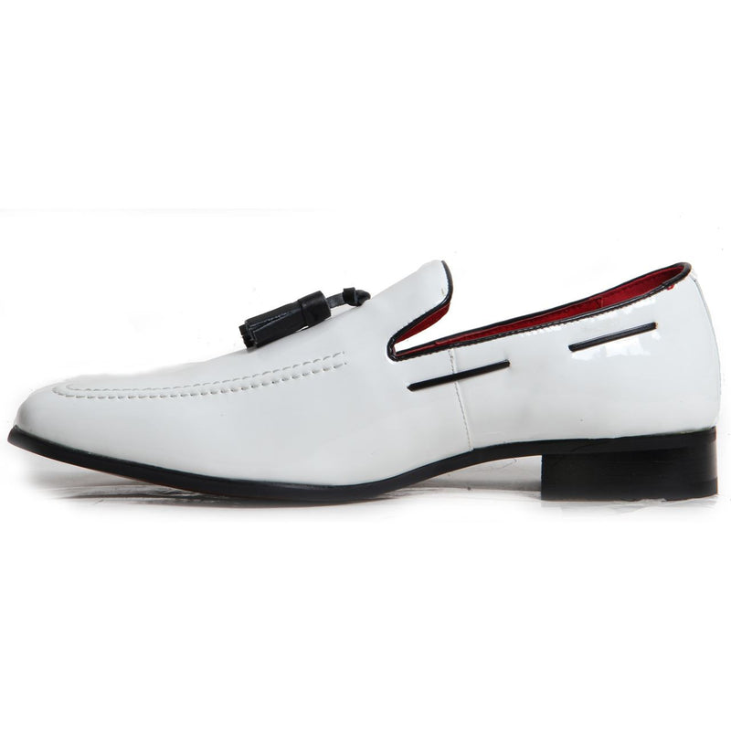 Decorative Stitch Western Heel Shoes - Jersey (Patent White)
