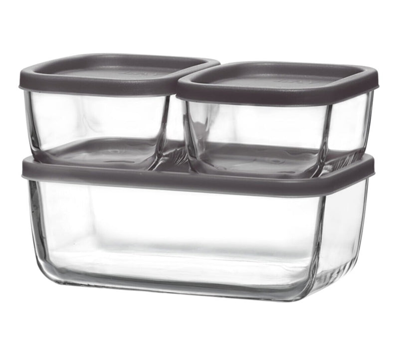 Glass Food Containers Set. 2 Sizes. (Set of 3) (1x 1170ml & 2x 405ml)