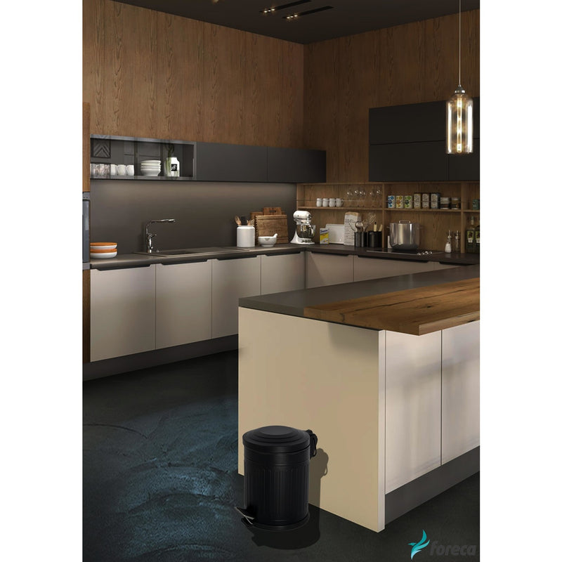 5L Pedal Bin with Soft Close Lid. Removable Bucket. Waste Dustbin. (Black)