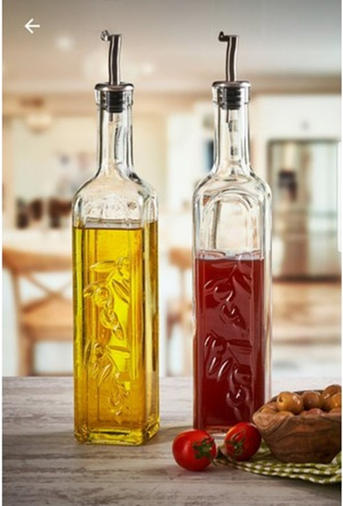 Glass Olive Oil Dispenser Bottle. Handmade Glass Oil and Vinegar Dispenser. (1 L)