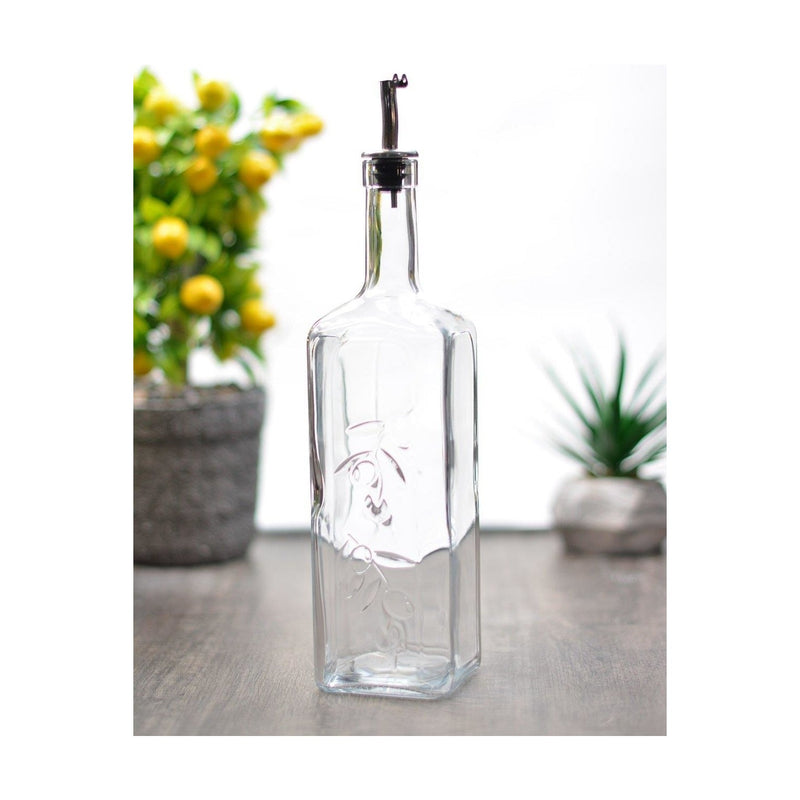Glass Olive Oil Dispenser Bottle. Handmade Glass Oil and Vinegar Dispenser. (1 L)