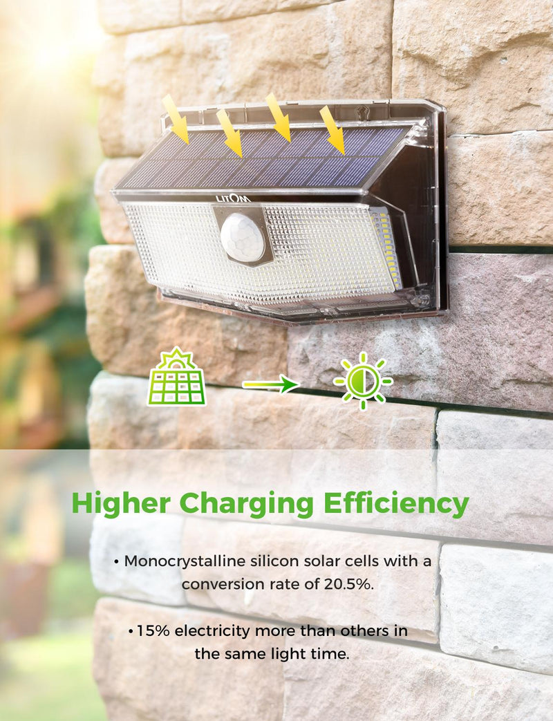 4x 300 LED Solar Power. Wall Light Motion Sensor. Outdoor Garden Lamps.