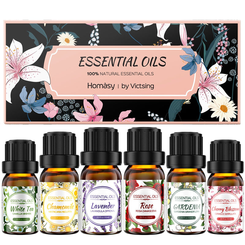Essential Oil Diffuser with Oils. (150 ml) Oil Diffuser with 6 Floral Pure Essential Oils.