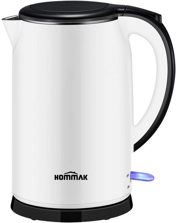 White Electric Kettle. Cordless Double Wall Stainless Steel Kettle. (1.5L) (2000W)