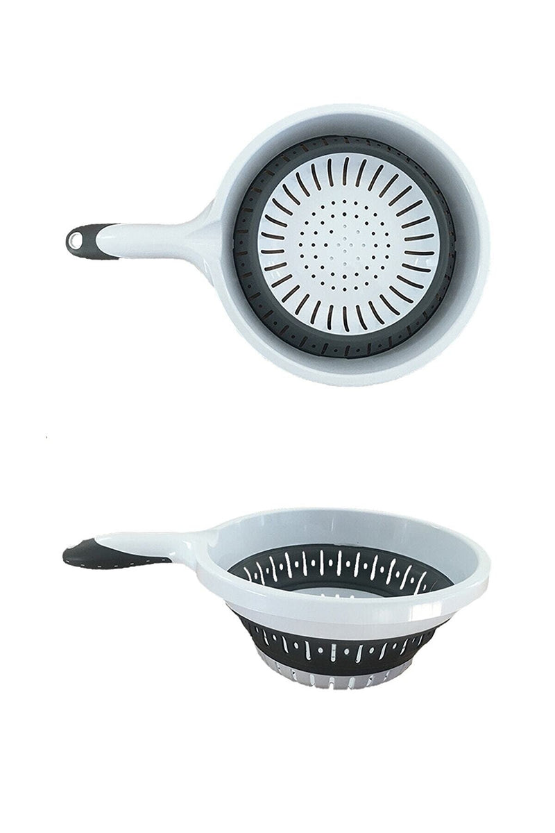 Collapsible Strainer. Silicone Folding Colander with Handle.
