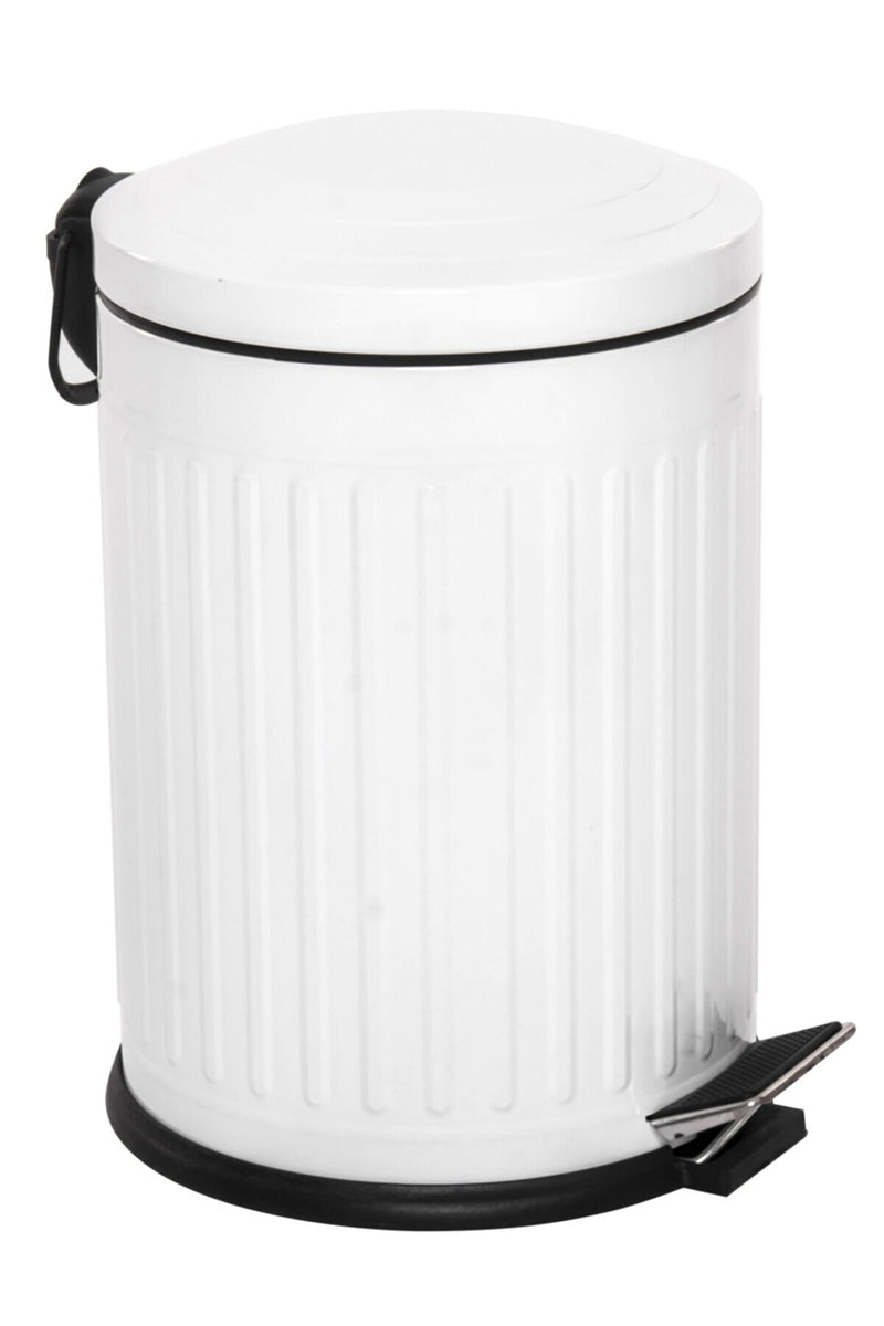 12L Pedal Bin with Soft Close Lid. Removable Bucket. Waste Dustbin. (White)
