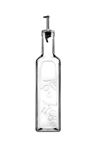 Glass Olive Oil Dispenser Bottle. Handmade Glass Oil and Vinegar Dispenser. (1 L)