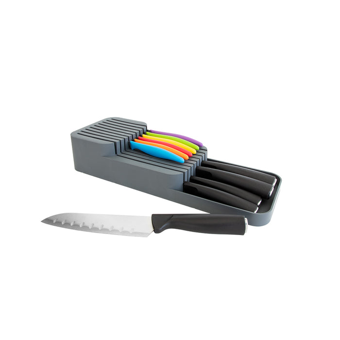 Knife Organiser. 2-Tier Horizontal Knife Block. Drawer Organizer. (Antrasit)