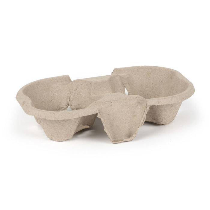 Edenware Moulded Pulp Fibre 2 Cup Carrier Tray(Box of 360) Takeaway Cup Holders.