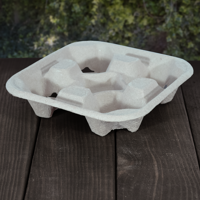 Dispo Moulded Pulp Fibre 4 Cups Carrier Trays (Box of 180) Takeaway Cup Holders.
