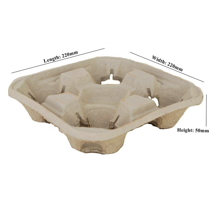 Dispo Moulded Pulp Fibre 4 Cups Carrier Trays (Box of 180) Takeaway Cup Holders.