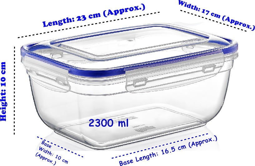 Plastic Rectangle Food Storage Container with Lid. (4 pcs) (400/800/1400/2300 ml).
