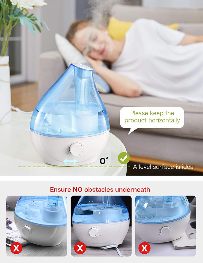 1.6L Cool Mist Humidifier. 22dB Whisper-Quiet For Bedroom. Auto Shut-Off.