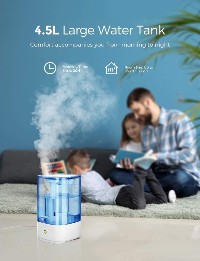 Ultrasonic Cool Mist Humidifier 4.5 L. Fresh Air Humidifiers. 28dB Quiet.