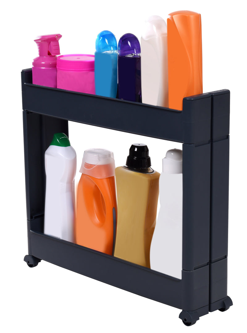 2 Tier Slide out Slim Storage Tower Antrasit