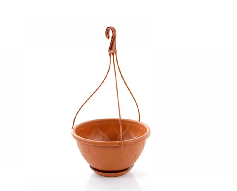 Outdoor Hanging Plant Pots. Flower Pot with Saucer. Garden Hanging Stylish Pot. (2 Litre)