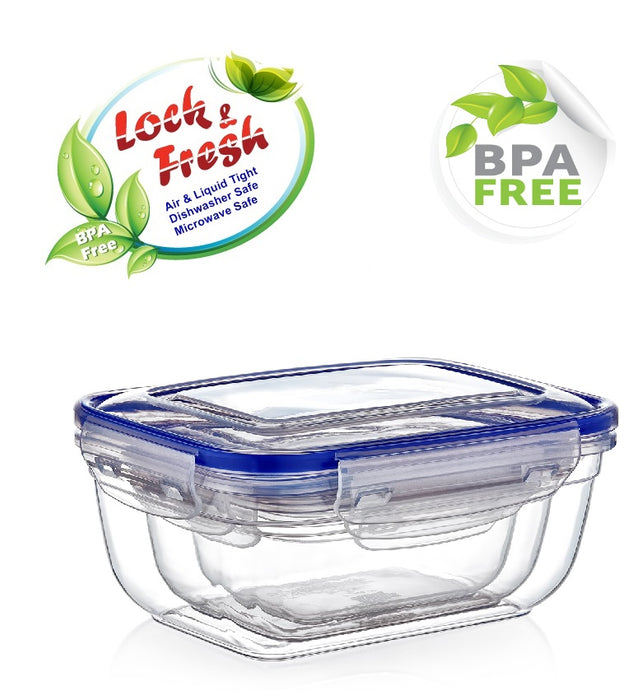 Plastic Rectangle Food Storage Container with Lid. (3 pcs) (400/800/1400 ml).