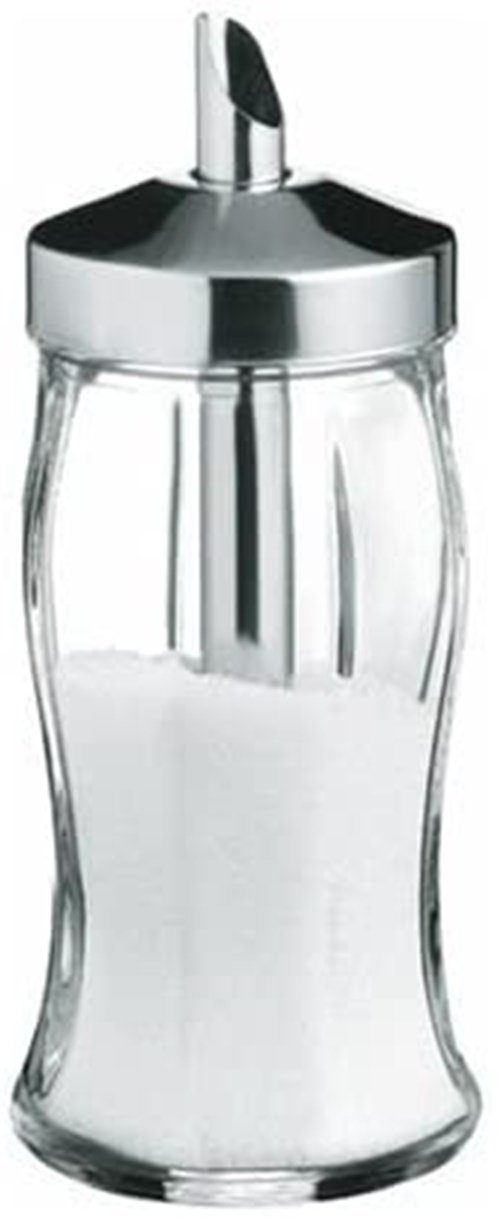 2x Glass Sugar Shaker. Sugar Dispenser Pourer. Sugar Jar. Stainless Steel Top.