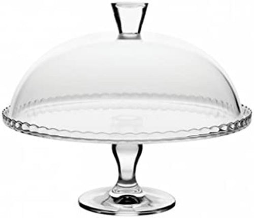 Glass Cake Stand with Dome Lid. Footed Serving Platter. Glass Serving Stand.