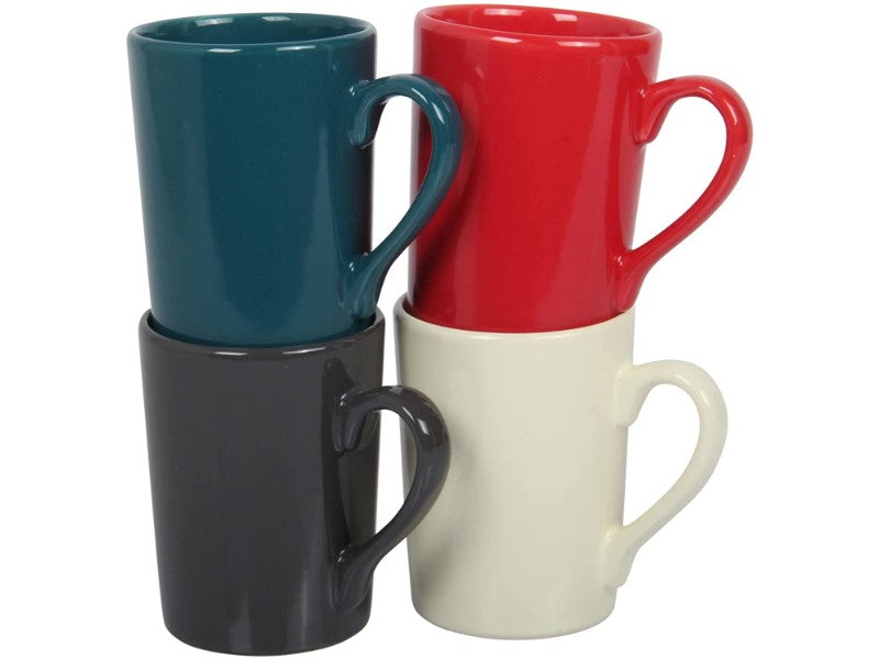 Stoneware Coloured Coffee Cups. Espresso Mugs. (Pack of 4) (150 cc/ml)