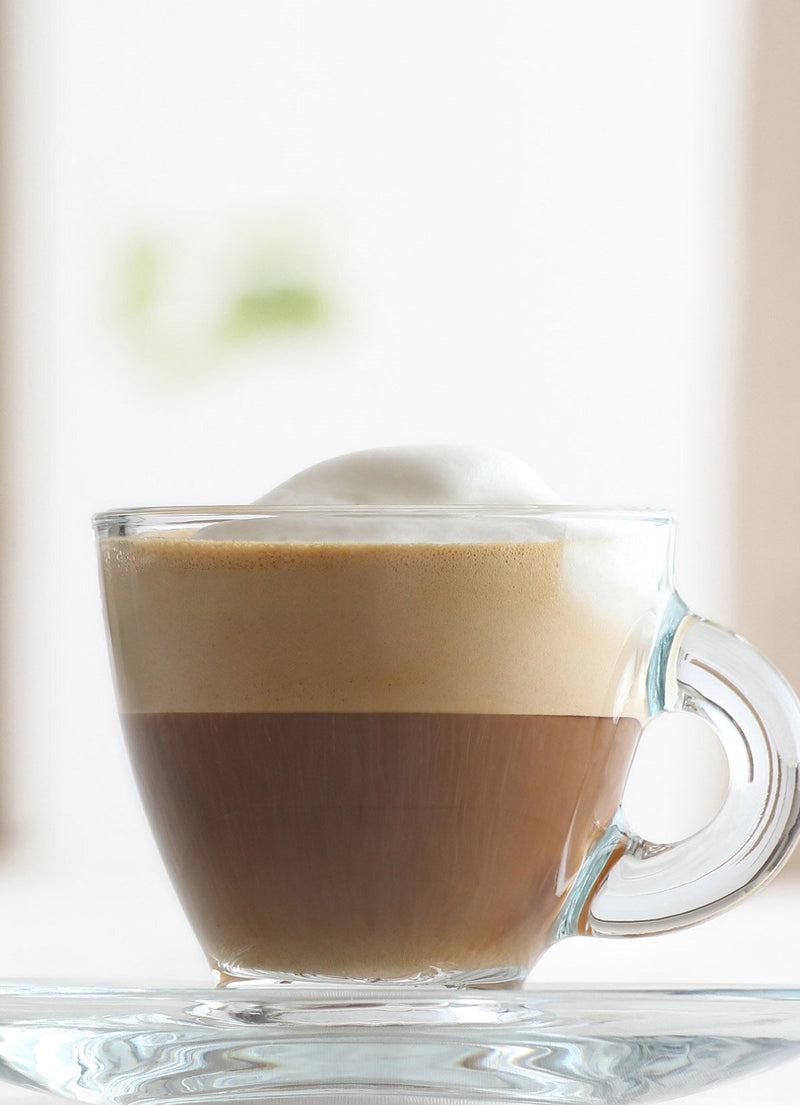 Glasshop Set of 6 Modern Espresso Coffee Cups with Matching Saucers - Elevate Your Coffee Experience