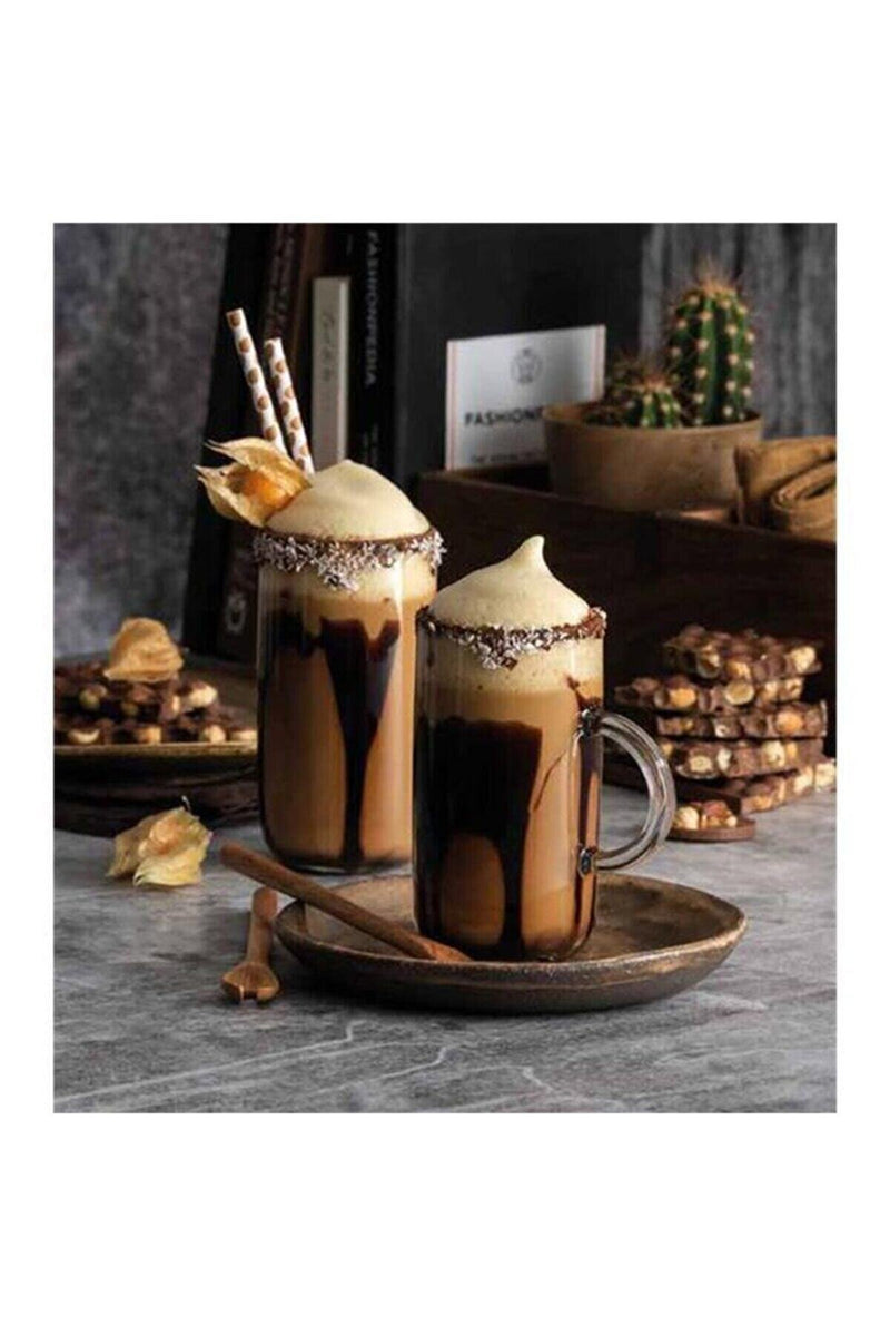 Glass Coffee Mugs. Tea Coffee Cups with Handle. Glass Mug. (Pack of 6) (270 ml)