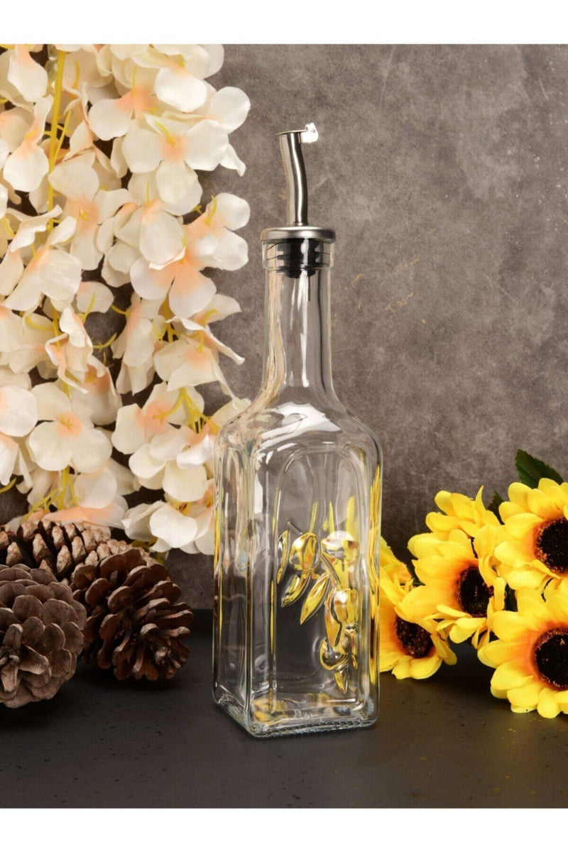 4 pcs Glass Oil & Vinegar Dispenser Bottle. Small Serving Cruet Set. (365 ml)