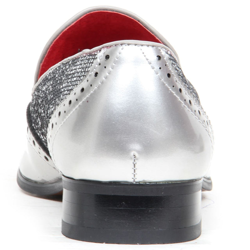 Patent Shimmer Tassel Loafers - Antonio (Silver)
