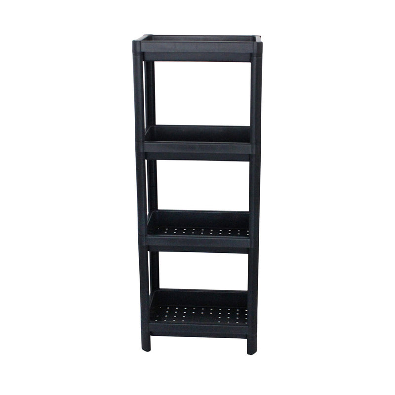 Kitchen Bathroom Shelf Organiser. 4 Tier Vegetable Rack Unit. (Black)
