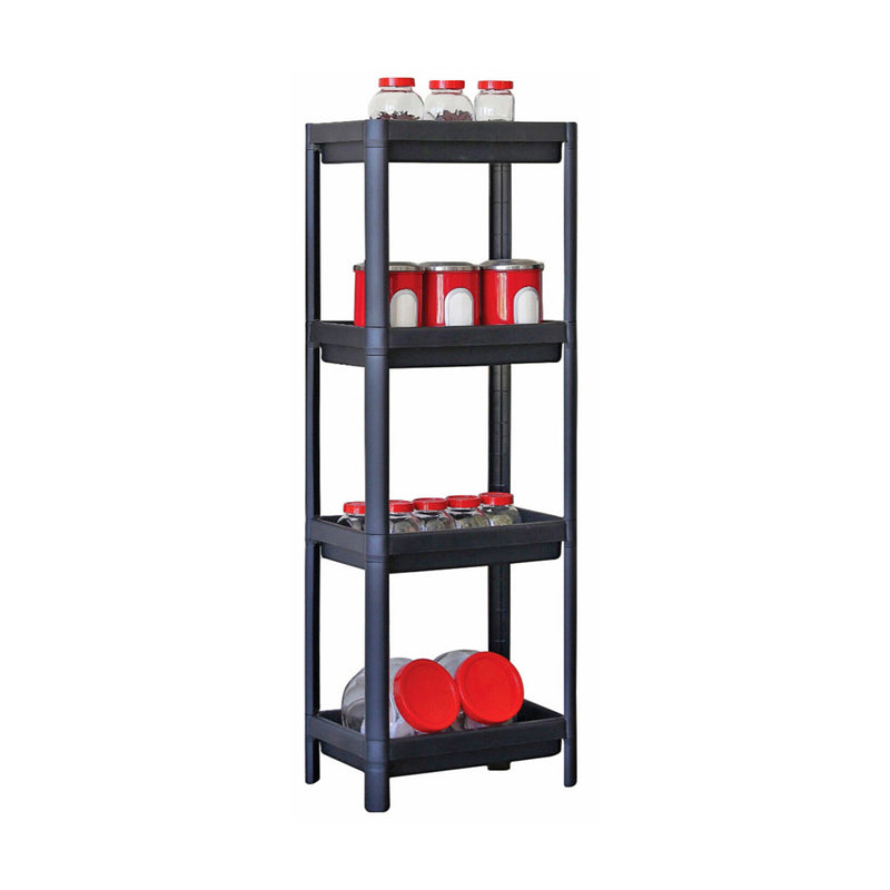 Kitchen Bathroom Shelf Organiser. 4 Tier Vegetable Rack Unit. (Black)