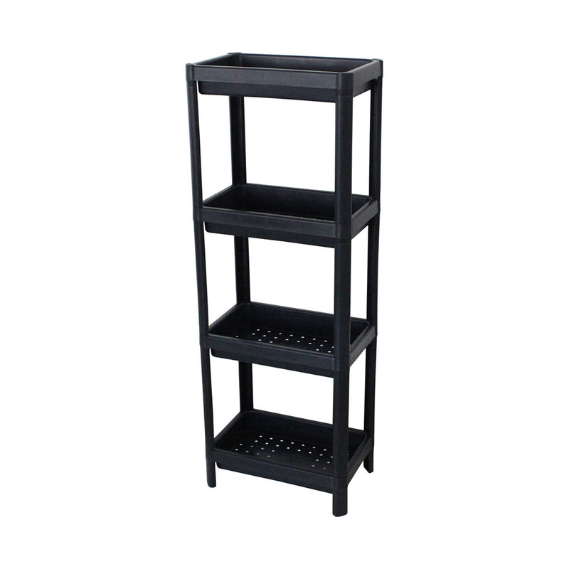Kitchen Bathroom Shelf Organiser. 4 Tier Vegetable Rack Unit. (Black)