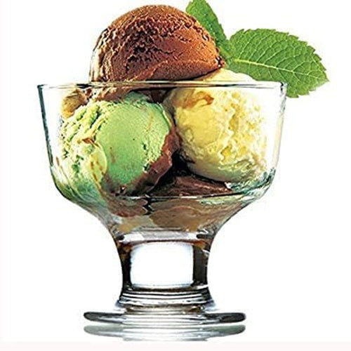 Glass Dessert Bowls. Sundae Ice Cream Short Stemmed Tulip Prawn. (Set of 6)