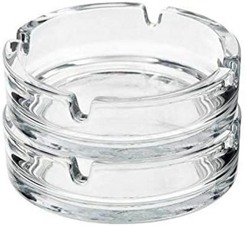 Large Glass Ashtray. Cigarette Grove Stackable. (Set of 2)