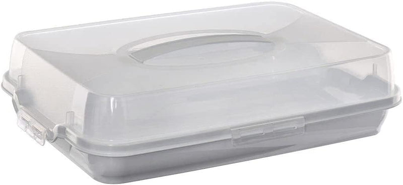 Rectangular Cake Carrier. Plastic Food Storage Box.(44.5x10.5x31cm)(White)