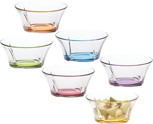 Coloured Base Glass Bowls. Dessert Ice Cream Sundae Fruit Trifle. (Pack of 6)